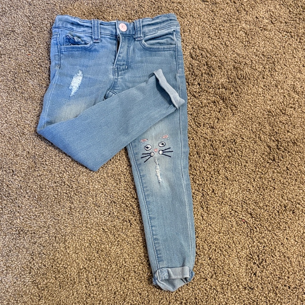 Freestyle Light Blue Kids Jeans with Cat Design